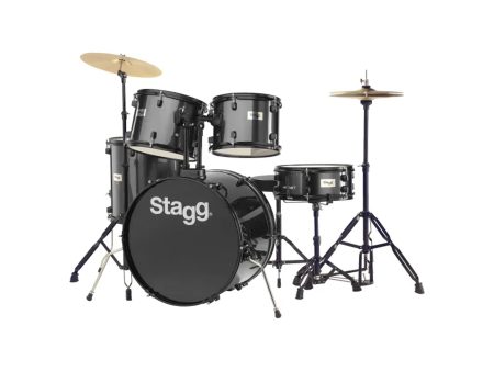 Stagg STAG-TIM122B BK 5 Piece Drumset With Hardware and Cymbals Black Online