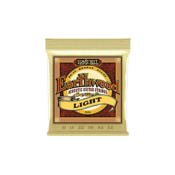 Ernie Ball 2004 Light Earthwood 80 20 Bronze Acoustic Guitar Strings - .011-.052 Supply